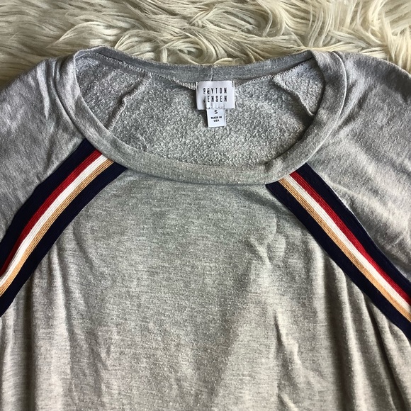 Peyton Jensen Gray stripe rayon fleece sweater made in USA Small - Picture 3 of 7